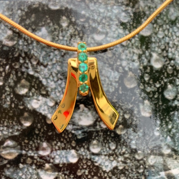 Peridot Gold plated 925 Silver Pendant Christmas - Picture 1 of 2